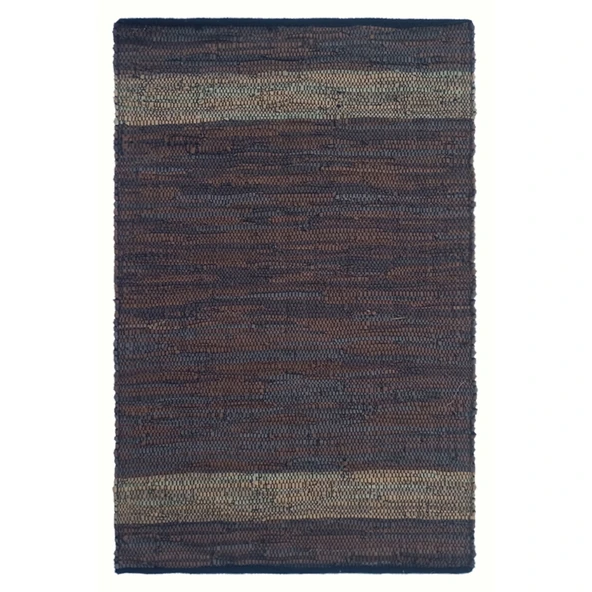 Home 2053D Deri Bordürlü Kilim - Kahverengi - 120x180 cm ürün görseli 1