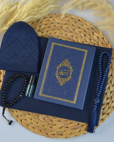 Hediyelik Termo Deri Yasin Seti – Örtü, Takke, Tesbih, Esans – Mevlit, Umre, Hac Hediyeliği - Resim 9