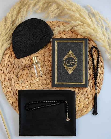 Hediyelik Termo Deri Yasin Seti – Örtü, Takke, Tesbih, Esans – Mevlit, Umre, Hac Hediyeliği - Resim 4