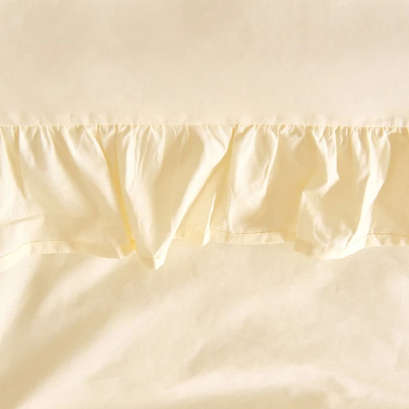 Soft Boho Fırfırlı Çift Kişilik Nevresim Takımı - Bej - Resim 3