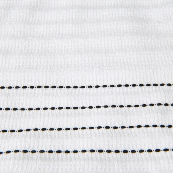 Soft Püsküllü Yüz Havlusu - Beyaz / Siyah - 50x90 cm - Resim 3