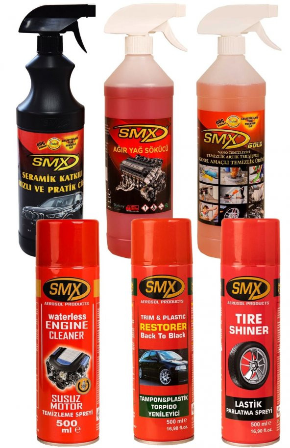 SMX Seramik Cila-Ağır Yağ Çözücü-Genel Temizleme-Motor Tem.-Lastik Parlatıcı-Torpido Tampon Tem.