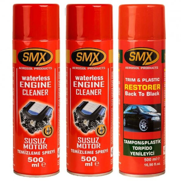 SMX 2 Adet Susuz Motor Temizleme - 1 Adet Tampon Torpido Plastik Yenileyici Sprey
