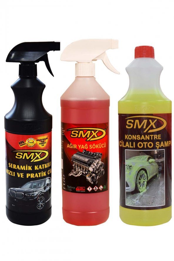 SMX Ağır Yağ Çözücü - Seramik Katkılı Oto Hızlı Cila - 40 Cilalı Oto Şampuan
