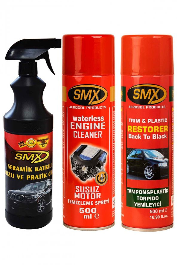 SMX Seramik Katkılı Hızlı Cila - Susuz Motor Temizleme Spreyi - Tampon Plastik Torpido Yenileyici