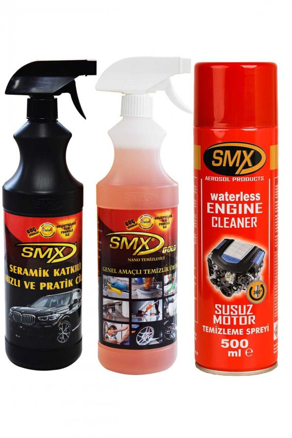 SMX Oto Bakım Seti(Susuz Motor Temizleme-Seramik Katkılı Cila-Genel Temizleyici)
