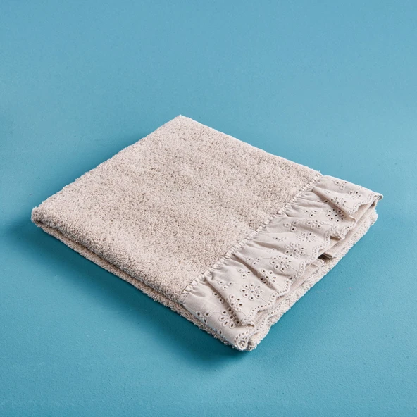 Soft Fırfırlı Yüz Havlusu - Krem - 50x90 cm - Resim 2