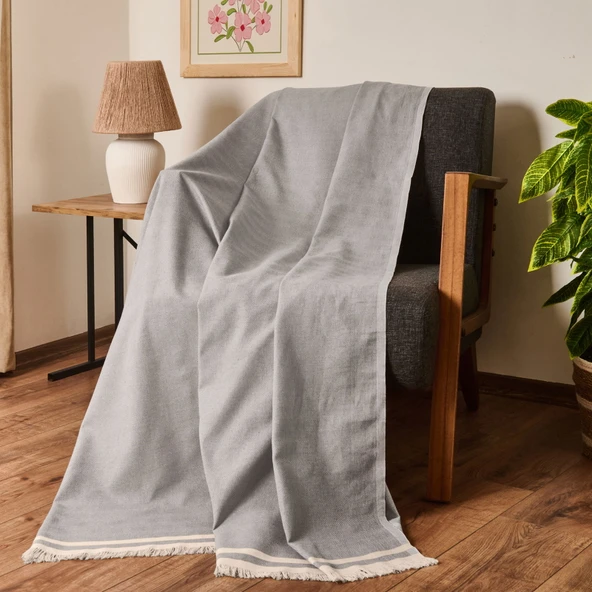 Soft Dalinda Koltuk Şalı - Gri - 170x230 cm ürün görseli 1