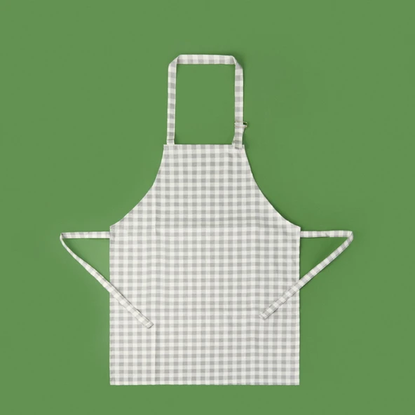 Soft Pötikareli Mutfak Önlüğü - Gri / Ekru - 63x72 cm ürün görseli 1