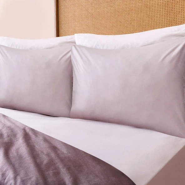 Soft Çift Renkli Çift Kişilik Nevresim Takımı - Bej / Taş - Resim 3