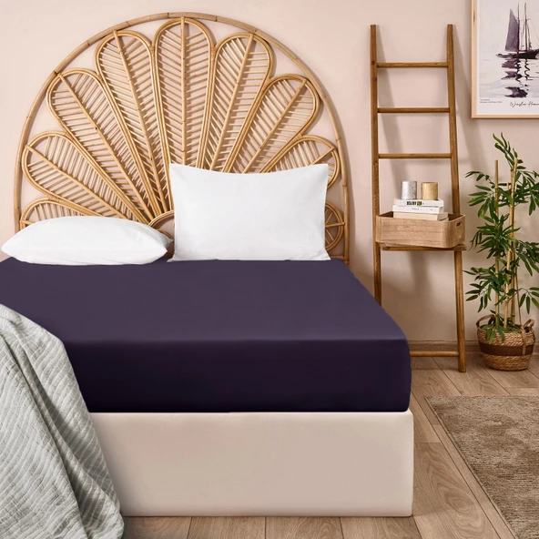 Soft Çift Kişilik Düz Kenar Çarşaf - Mor - 260x270 cm ürün görseli 1