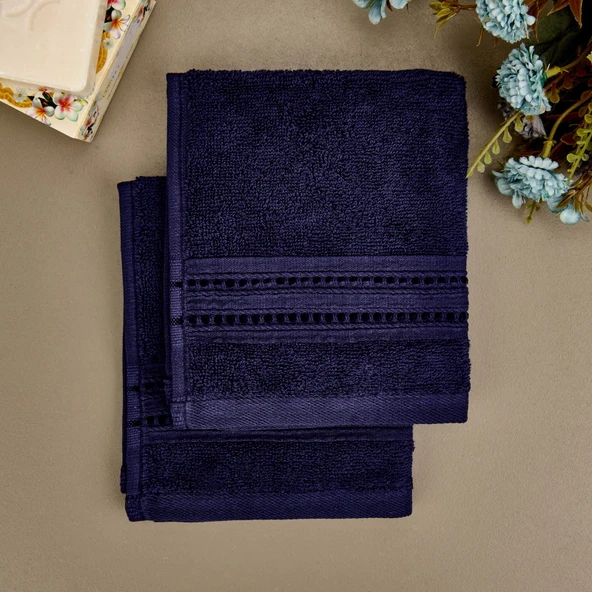 Soft Lapa 2'li Havlu Seti - Lacivert - 30x30 cm ürün görseli