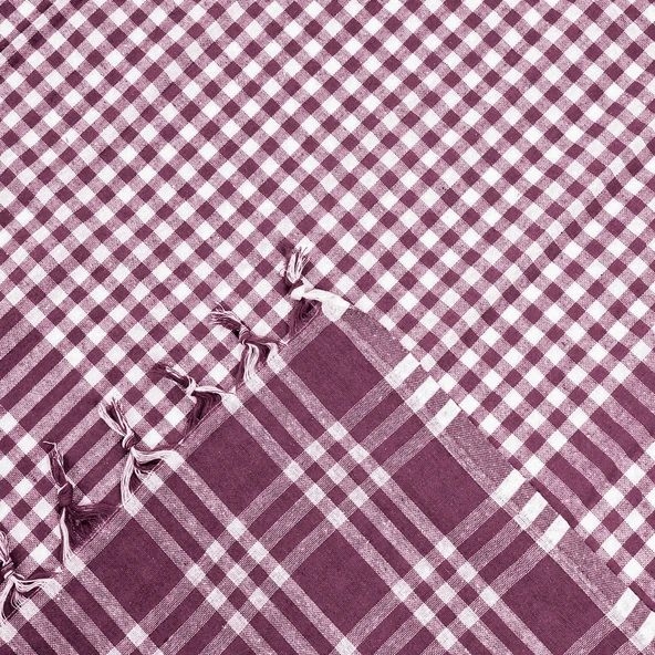 Soft Ekoseli Piknik Örtüsü - Bordo - 165x165 cm - Resim 3