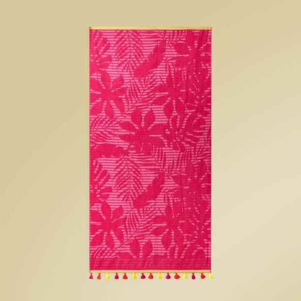 Soft Palme Plaj Havlusu - Pembe - 70x140 cm