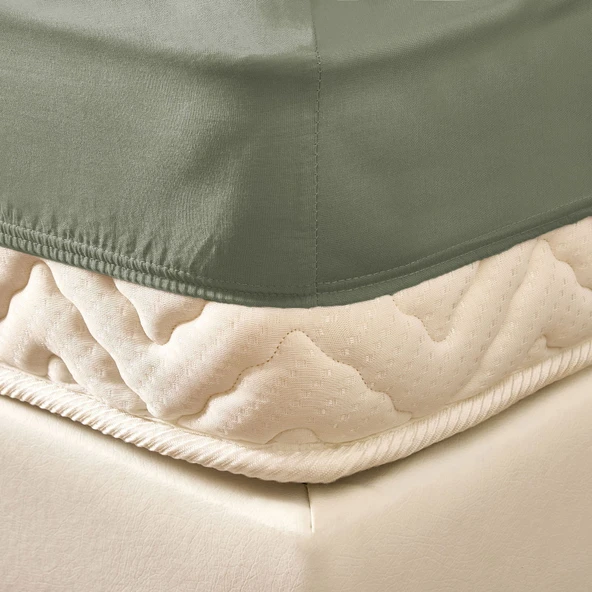 Soft Çift Kişilik Lastikli Çarşaf - Yeşil - 160x200 cm - Resim 2