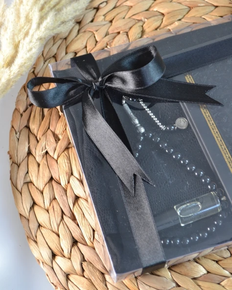 Hediyelik Termo Deri Yasin Seti – Örtü, Takke, Tesbih, Esans – Mevlit, Umre, Hac Hediyeliği - Resim 6