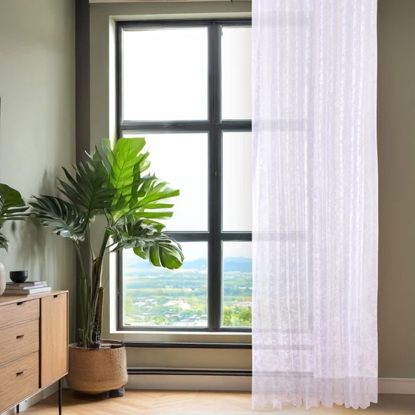 Soft Charlot Tül Perde - Beyaz - 300x270 cm ürün görseli