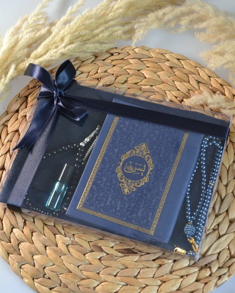Hediyelik Termo Deri Yasin Seti – Örtü, Takke, Tesbih, Esans – Mevlit, Umre, Hac Hediyeliği - Resim 10