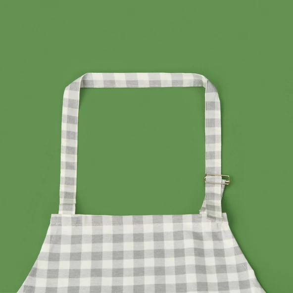 Soft Pötikareli Mutfak Önlüğü - Gri / Ekru - 63x72 cm - Resim 2