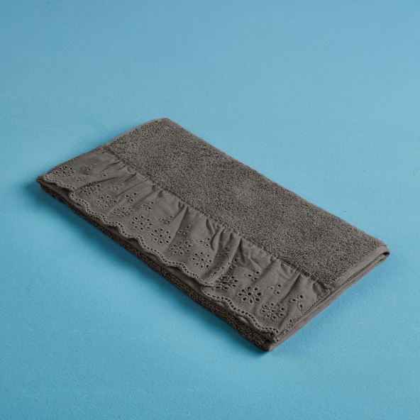 Soft Fırfırlı El Havlusu - Antrasit - 30x50 cm - Resim 2