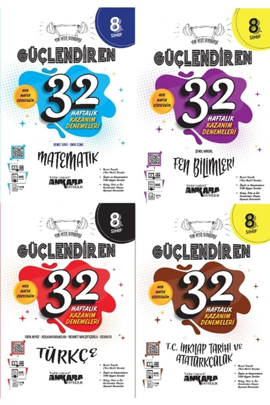 kitabın başkenti ankara yayıncılık Ankara 8.sınıf Lgs 4'lü Güçlendiren 32 Haftalık 4 Ana Branş Deneme Seti 2022 ürün görseli 1