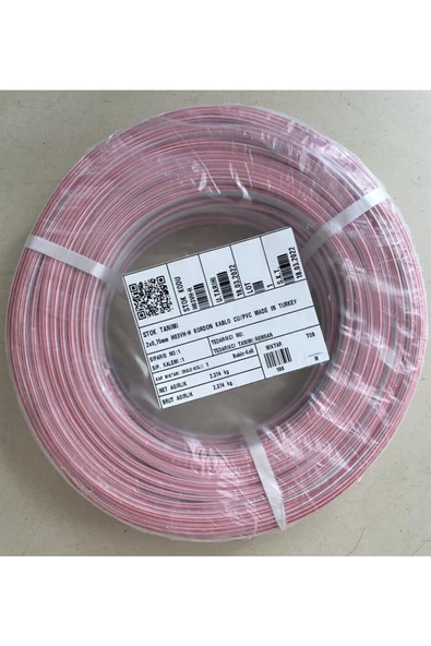 REMSAN 2x0,75 Mm2 Tam Kesit Tam Bakır Kordon Kablo (100 MT) - 1