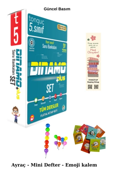 Tonguç Yayınları Tonguç 5. Sınıf Dinamo Tüm Dersler Soru Bankası Set  (Emoji Kalem+Mini Defter+Ayraç) ürün görseli 1