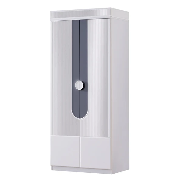 Flora Çocuk Odası Takımı, Flora Yavrulu Karyola, Vira 4 Kapaklı Dolap, Şifonyer, Kitaplık - Gri - 5