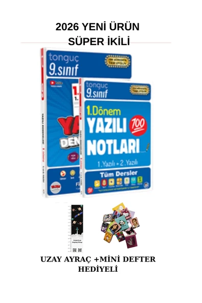 Tonguç Yayınları Tonguç 9. Sınıf 1. Dönem Yazılı NOTLARI ve Yazılı DENEMESİ SÜPER İKİLİ YENİ(UZAY A.+MİNİ D)2026 ürün görseli 1