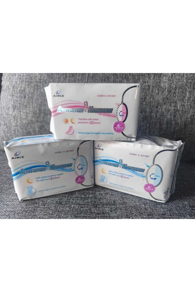 Airiz Tiens Hijyenik Kadın Pedi 2 Paket 8'li Gece 1 Paket 30'lu Günlük ürün görseli