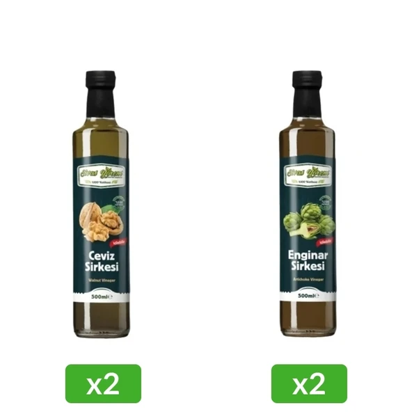 Çok Al Az Öde 2 Adet Ceviz Sirkesi Katkısız 500 Ml & 2 Adet Enginar Sirkesi Katkısız 500 Ml