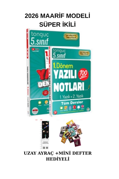 Tonguç Yayınları Tonguç 5. Sınıf 1. Dönem Yazılı NOTLARI ve Yazılı DENEMESİ SÜPER İKİLİ YENİ(UZAY A.+MİNİ D.)2026 ürün görseli 1