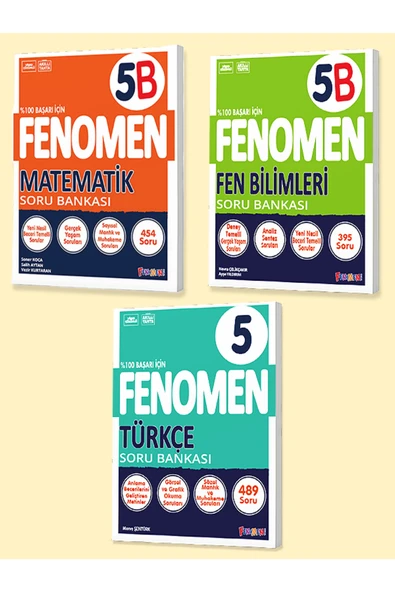 Fenomen Yayıncılık Fenomen 5. Sınıf 3'lü Set 2025 (MatematikB, FenB, TürkçeB) ürün görseli 1