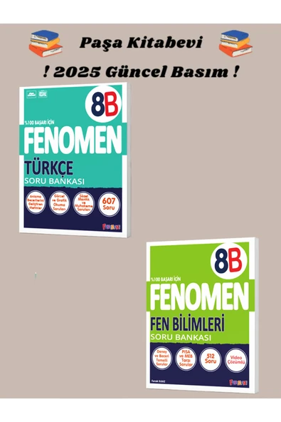 Fenomen Yayıncılık 8. Sınıf Fen Bilimleri - Türkçe (B SET) Soru Bankası ürün görseli 1