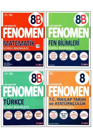 Fenomen Yayıncılık Fenomen 8. Sınıf LGS Matematik(B)+Fen(B)+Türkçe(B)+İnkılap Tar.Soru Bankası 4 Kitap ürün görseli 1