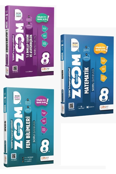 Günay Yayınları Günay Yayınları 8. Sınıf Zoom Fen + Matematik + İnkılap 3 lü set ürün görseli 1