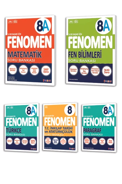 fenomen 8. Sınıf FENOMEN Matematik(A)-Fen Bilimleri(A)-Türkçe(A)-Paragraf(A)-İnk.Tarihi Soru Bankası Seti ürün görseli 1