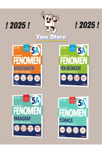 Fenomen Yayıncılık 5. Sınıf Matematik + Fen Bilimleri + Türkçe + Paragraf (A SET) Soru Bankaları 2025 ürün görseli 1