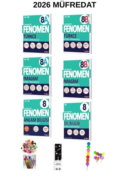 Fenomen Yayıncılık Fenomen 8. Sınıf TÜRÇE -PARAGRAF (A-B)+ ANLAM +DİL SB. SETİ (6 KİTAP) (UZAY A+EMOJİ K+KALEM B)2026 ürün görseli 1