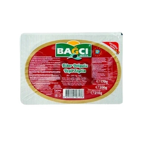 Bağcı Biber Dolgulu Yeşil Zeytin 200 Gr