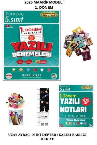 Tonguç Yayınları Tonguç 5. Sınıf 1. Dönem Yazılı Notları ve Yazılı Denemeleri 1 ve 2. Yazılı(UZAY A.+MİNİ D.KALEMB.) ürün görseli 1