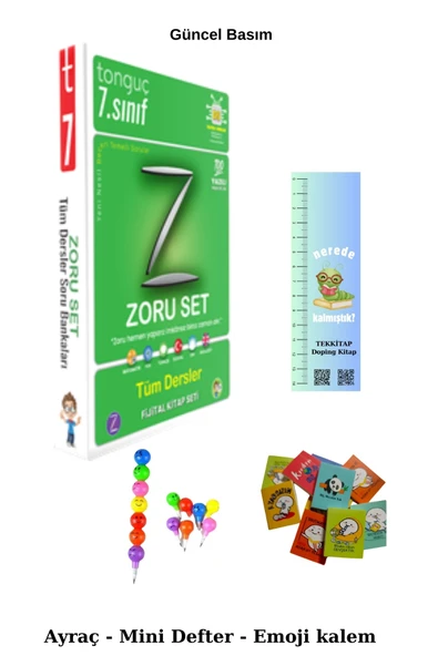 Tonguç Yayınları Tonguç 7. Sınıf Tüm Dersler Zoru Bankası (Emoji kalem+Mini defter+TIRTIL ayraç) ürün görseli 1