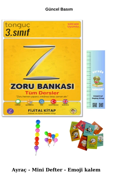 Tonguç Yayınları Tonguç 3. Sınıf Tüm Dersler Zoru Bankası (Emoji kalem+Mini defter+TIRTIL ayraç) ürün görseli 1