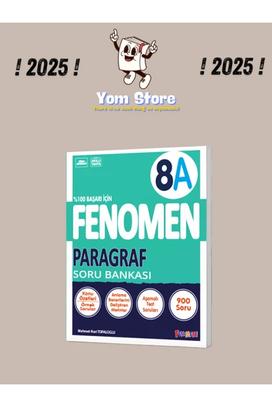 Fenomen Yayıncılık 8. Sınıf Paragraf (A) Soru Bankası 2025 ürün görseli 1