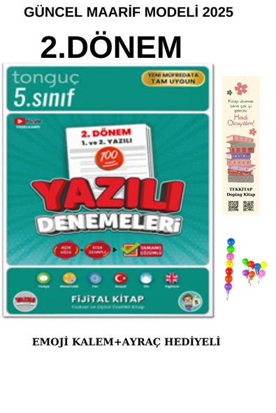 Tonguç Yayınları Tonguç 5. Sınıf Yazılı Denemeleri 2. Dönem 1 ve 2. Yazılı 2025 ( EMOJİ KALEM + AYRAÇ) HEDİYELİ 2025 ürün görseli 1