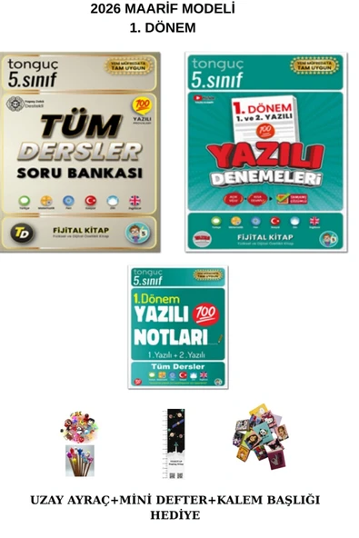 Tonguç Yayınları Tonguç 5. Sınıf Tüm D. Sb. Fijital-1. Dönem Yazılı Notu ve Denmsi 3 lü (Uzay A. Mini D.+Kalem B.) ürün görseli 1