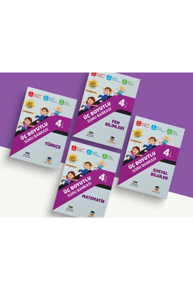 Zeka Küpü Yayınları 4. Sınıf Tüm Dersler Üç Boyutlu Soru Bankası Seti 2023 ürün görseli 1