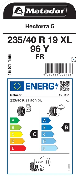 MATADOR 235/40R19 96Y XL FR HECTORRA 5 YAZ LASTİGİ ÜRETİM YILI:2025 - Resim 2
