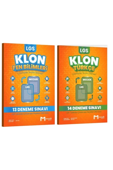 Mozaik Yayınları Mozaik Yayınları 8. Sınıf LGS Fen Bilimleri ve Türkçe Klon Deneme ürün görseli 1