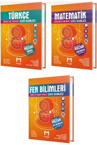 Mozaik Yayınları Mozaik 8. Sınıf Matematik Fen Bilimleri Türkçe Soru Bankası 3'lü Set - 2